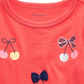 Camiseta infantil de algodão com estampa de cerejas First Impressions para meninas, laranja, tamanho 3-6 M