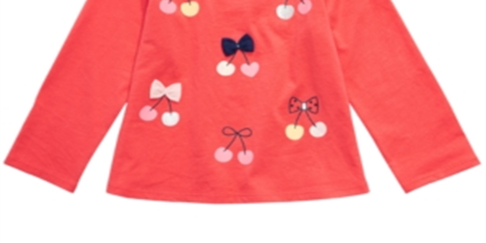 Camiseta infantil de algodão com estampa de cerejas First Impressions para meninas, laranja, tamanho 3-6 M