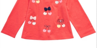 Camiseta infantil de algodão com estampa de cerejas First Impressions para meninas, laranja, tamanho 3-6 M
