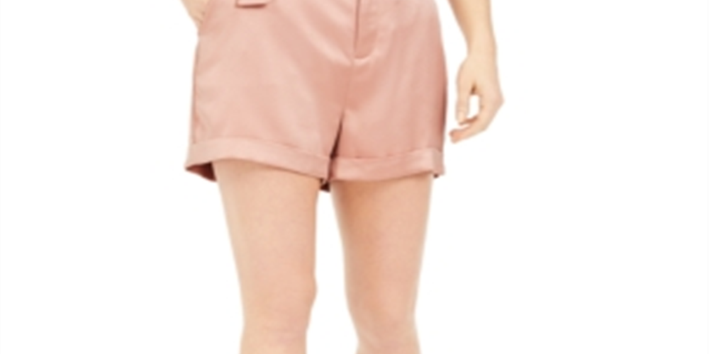 Shorts de cetim com cinto feminino Bar III rosa tamanho 4