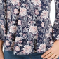 Blusa feminina estilo &amp; co com estampa floral e manga lanterna, ombro de fora, azul, tamanho XS