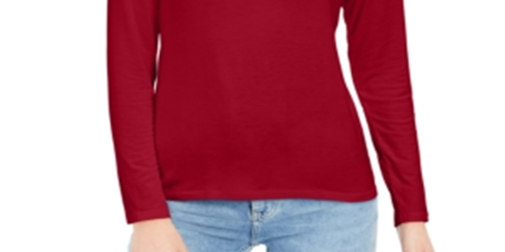 Blusa feminina com gola falsa, vermelha, tamanho pequeno, S, da Style &amp; Co