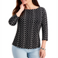 Camiseta feminina Charter Club Supima Cotton Dot Print, preta, tamanho GG