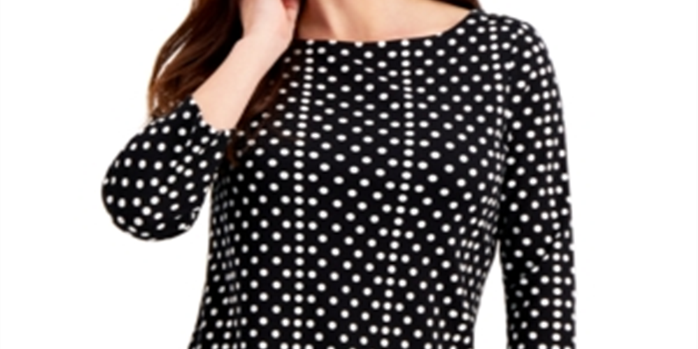 Camiseta feminina Charter Club Supima Cotton Dot Print, preta, tamanho GG