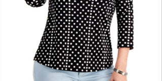 Camiseta feminina Charter Club Supima Cotton Dot Print, preta, tamanho GG