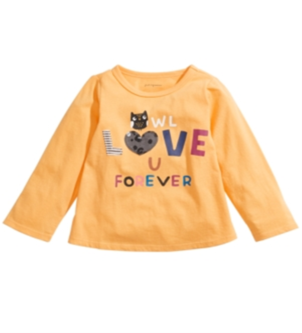 Camiseta infantil Owl Love U da First Impressions para meninas, tamanho amarelo - 12 M