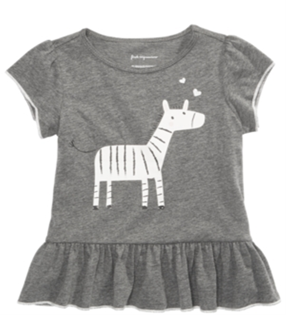 Blusa com babados e estampa de zebra First Impressions para bebês meninas, cinza, tamanho 3-6 M