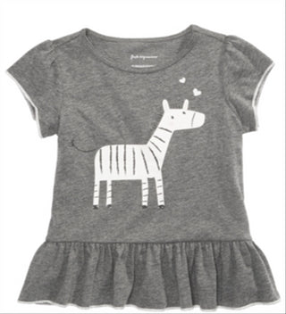 Blusa com babados e estampa de zebra First Impressions para bebês meninas, cinza, tamanho 3-6 M