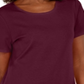Blusa de algodão com decote redondo e bainha de botão feminina Karen Scott, marrom, tamanho P