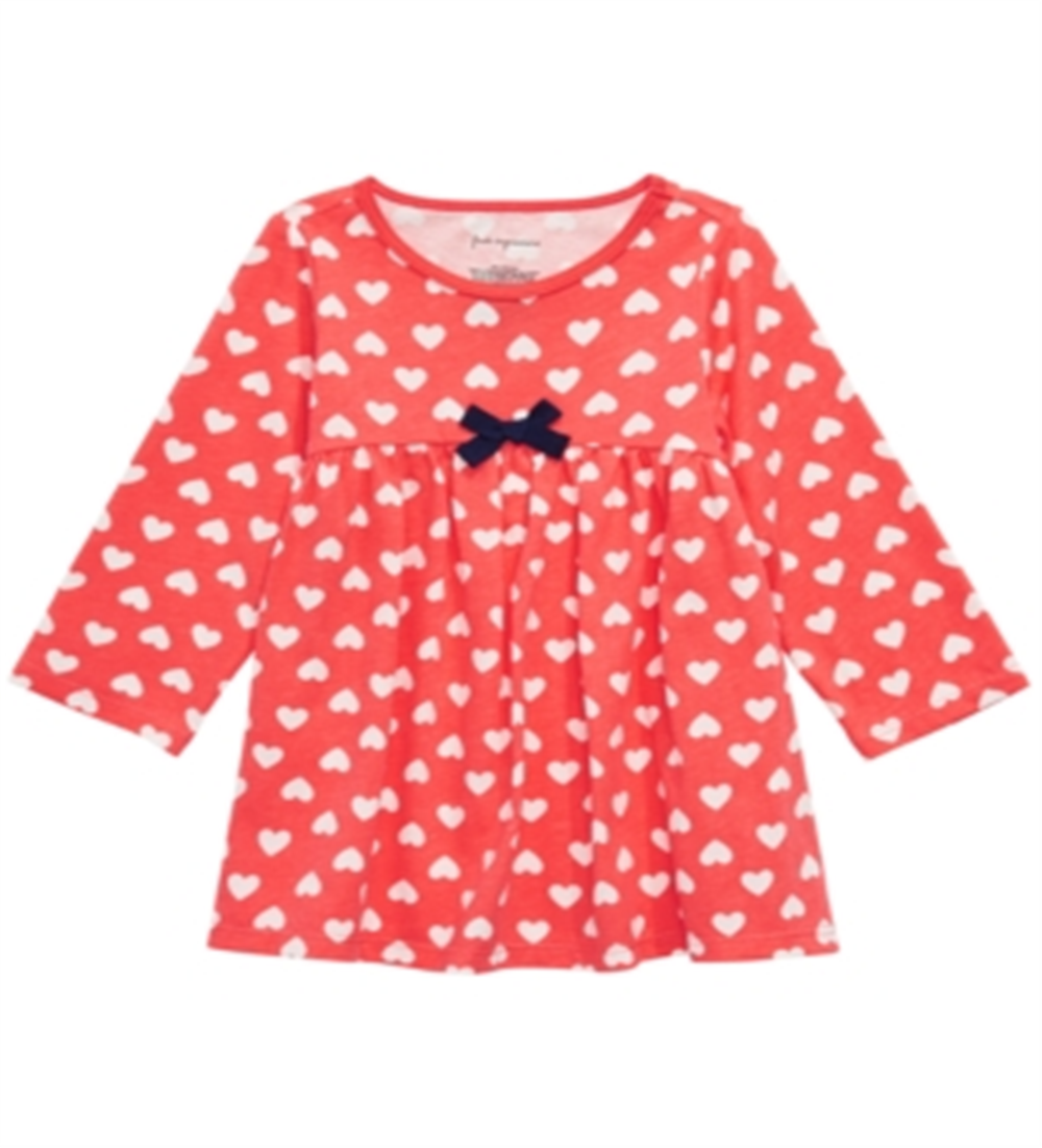 Túnica infantil com estampa de coração para meninas First Impressions, laranja, tamanho 4 T