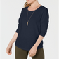 Blusa feminina com decote redondo estilo &amp; co, azul, tamanho pequeno G