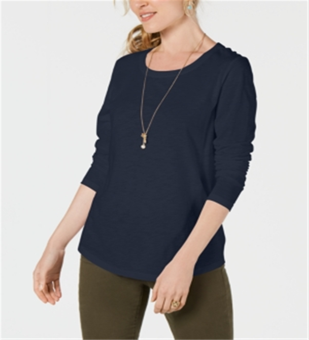 Blusa feminina com decote redondo estilo &amp; co, azul, tamanho pequeno G