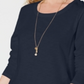 Blusa feminina com decote redondo estilo &amp; co, azul, tamanho pequeno G