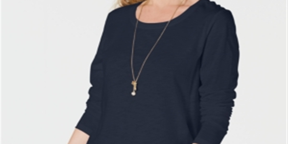 Blusa feminina com decote redondo estilo &amp; co, azul, tamanho pequeno G