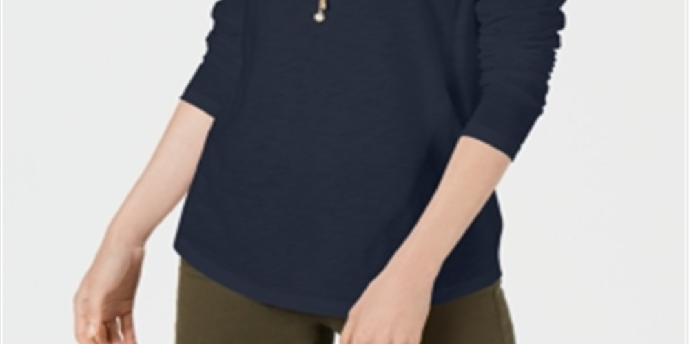 Blusa feminina com decote redondo estilo &amp; co, azul, tamanho pequeno G