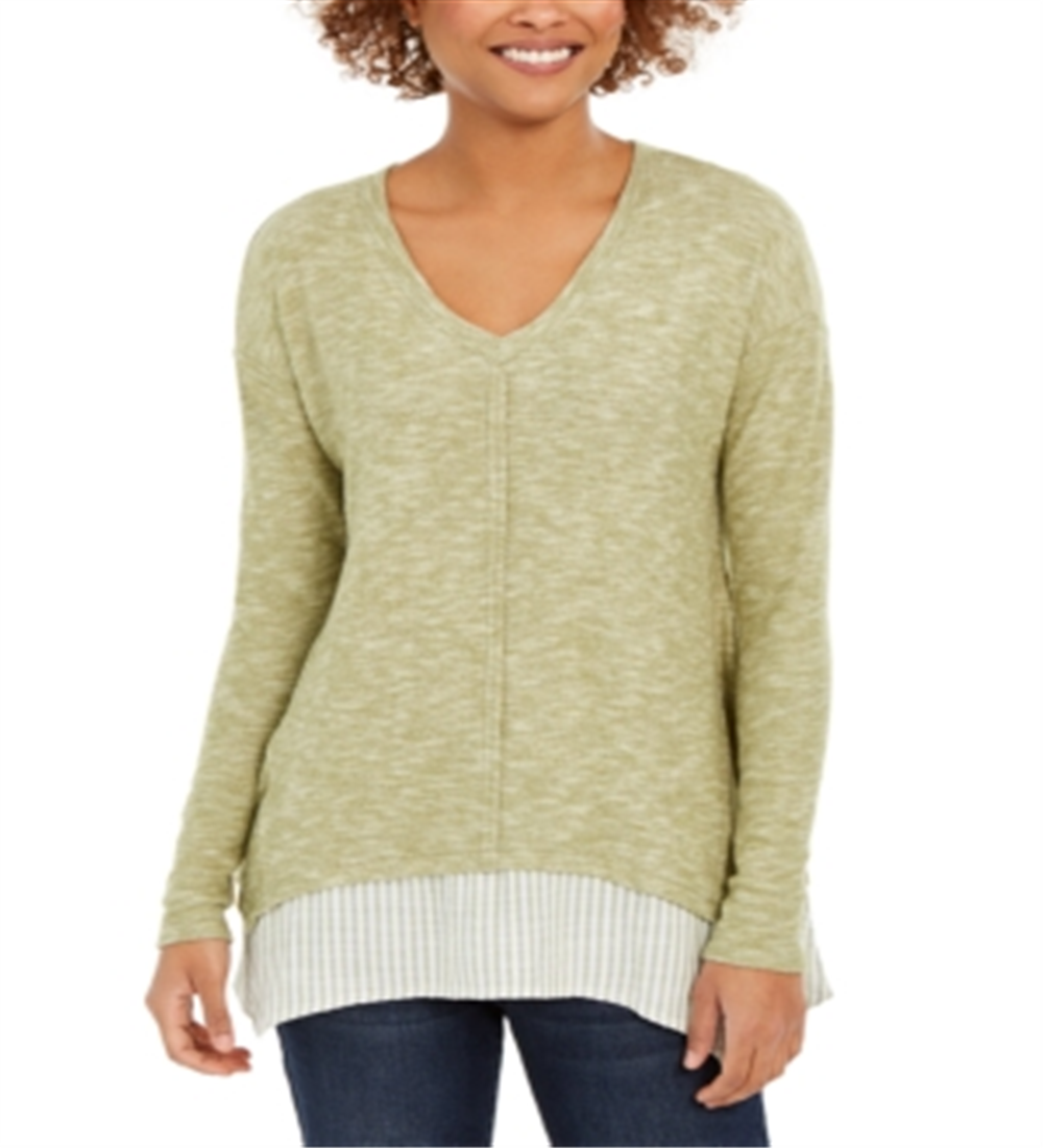 Túnica feminina estilo camadas verde tamanho grande