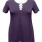 JM Collection Top feminino com bainha em formato de lenço e anel, roxo, tamanho GG