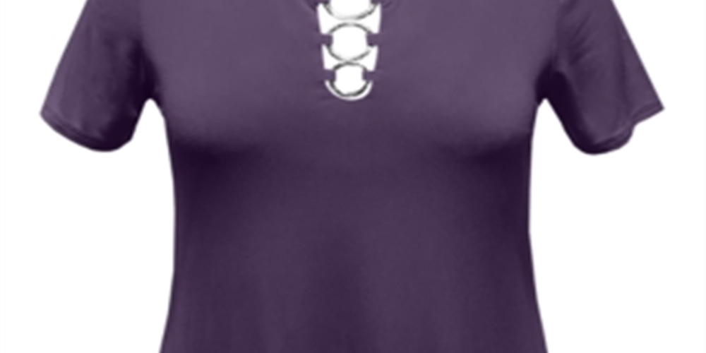 JM Collection Top feminino com bainha em formato de lenço e anel, roxo, tamanho GG
