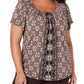Blusa plissada estampada plus size Karen Scott feminina marrom tamanho XXL