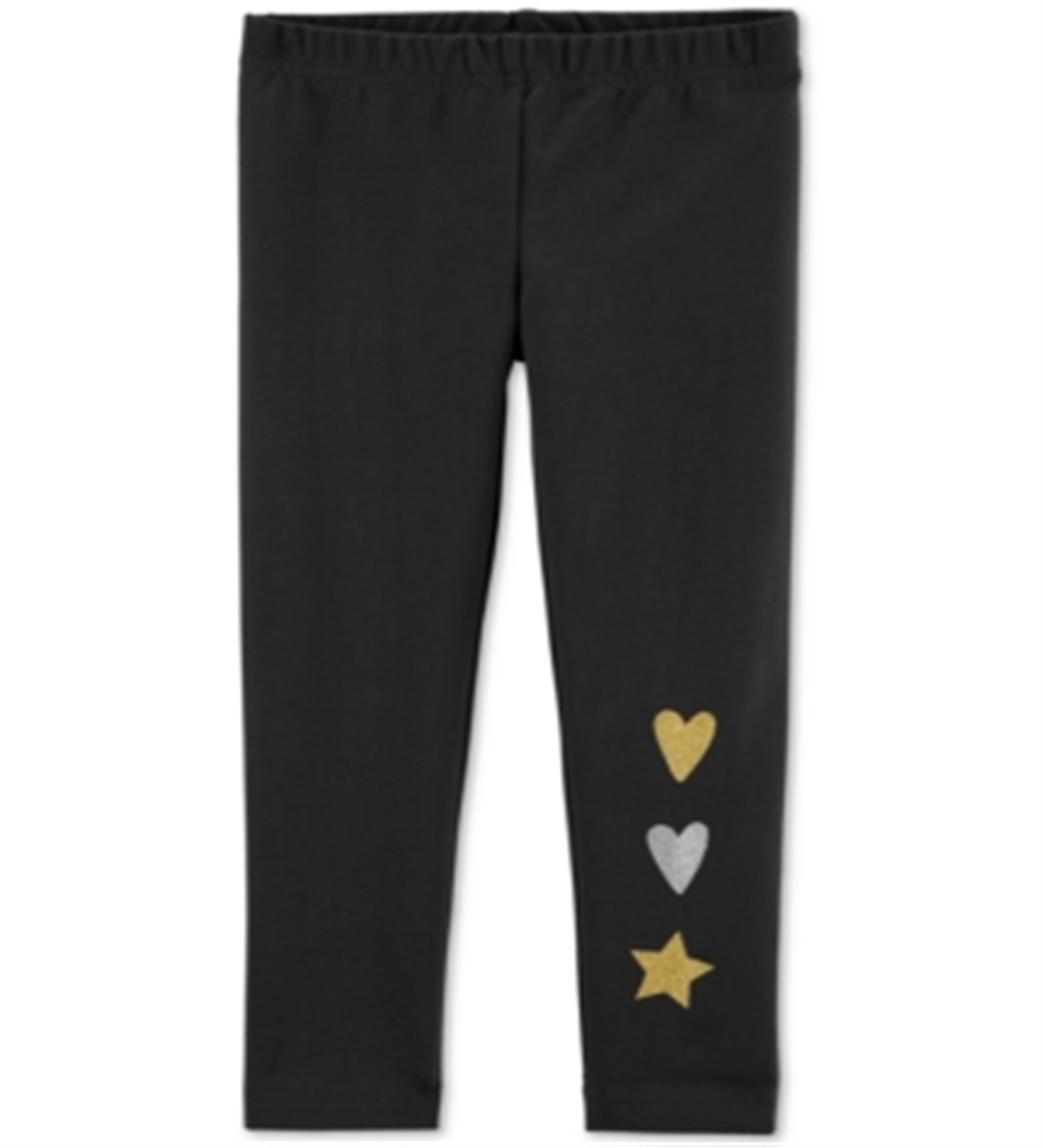 Legging CartersToddler Girl's Hearts and Star Foiled Cinza Tamanho 3T