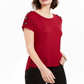 Blusa feminina NY Collection com mangas abotoadas, vermelha, tamanho pequeno GG
