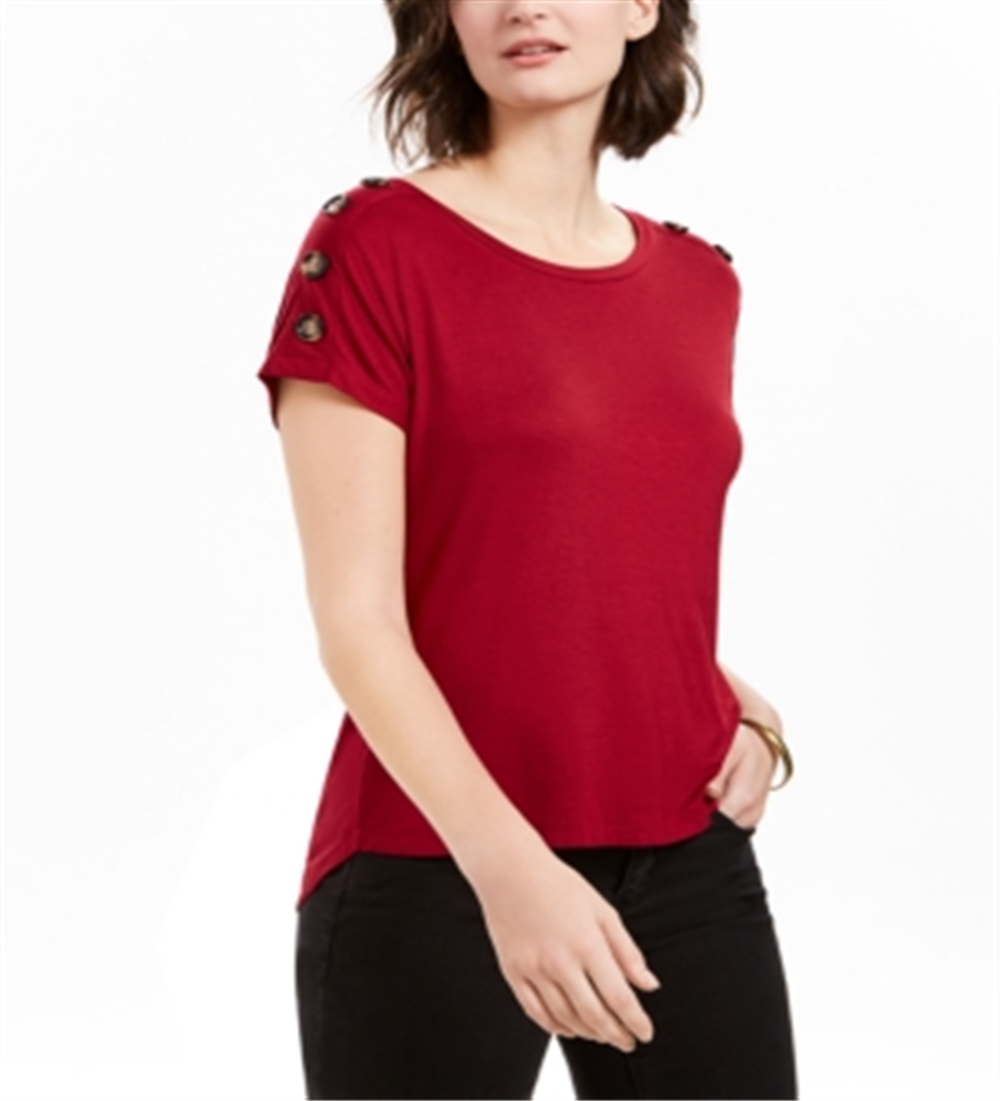 Blusa feminina NY Collection com mangas abotoadas, vermelha, tamanho pequeno GG