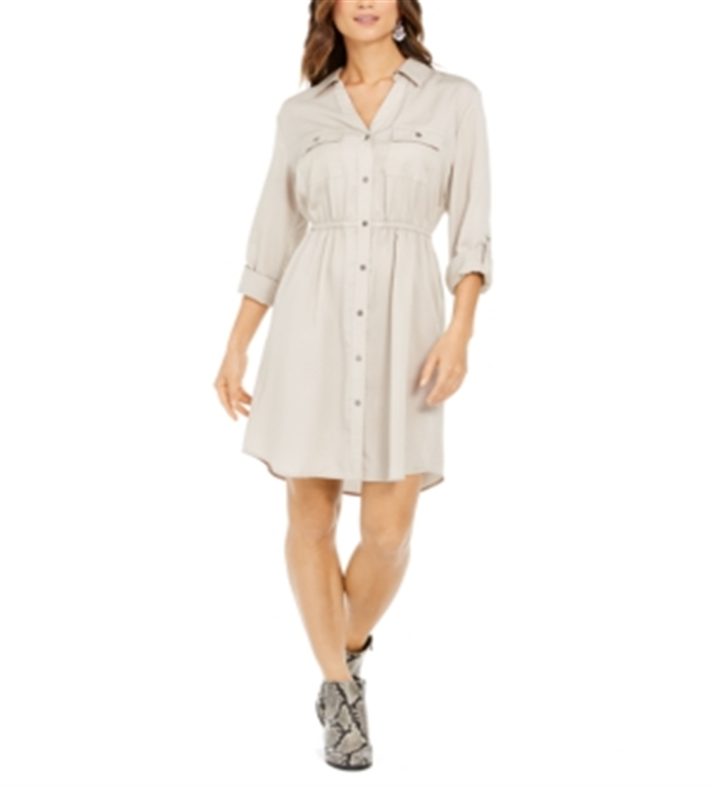 Vestido-camisa utilitário liso feminino Style &amp; Co, cinza, tamanho pequeno