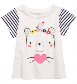 Camiseta de algodão com estampa de urso First Impressions para bebê menina, branca, tamanho 6-9 M