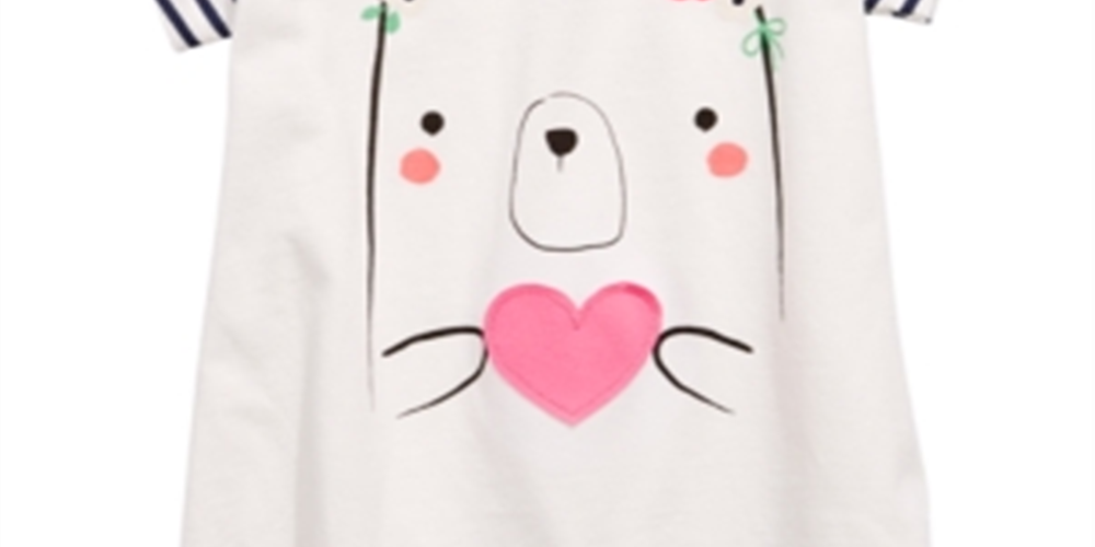 Camiseta de algodão com estampa de urso First Impressions para bebê menina, branca, tamanho 6-9 M