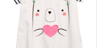 Camiseta de algodão com estampa de urso First Impressions para bebê menina, branca, tamanho 6-9 M