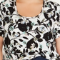 Camiseta feminina Tommy Hilfiger Oasis Floral Ladder Accent, preta, tamanho 2XL