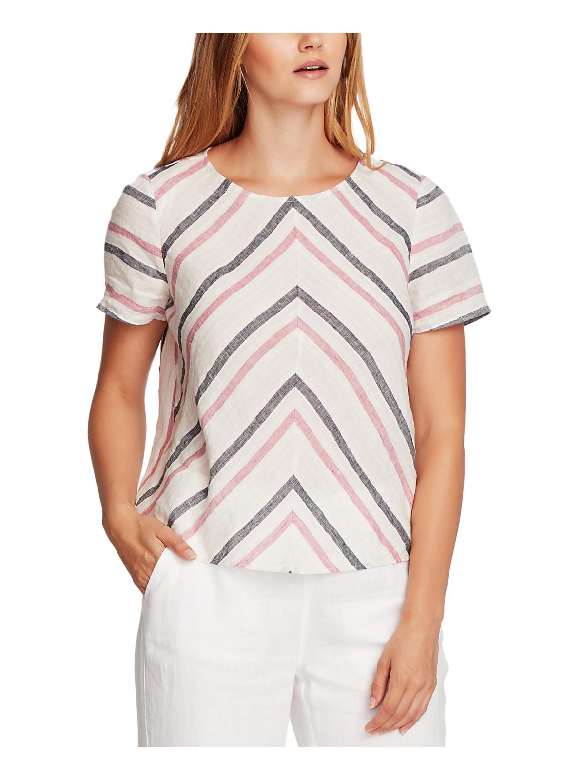 Blusa feminina listrada de linho Vince Camuto rosa tamanho pequeno