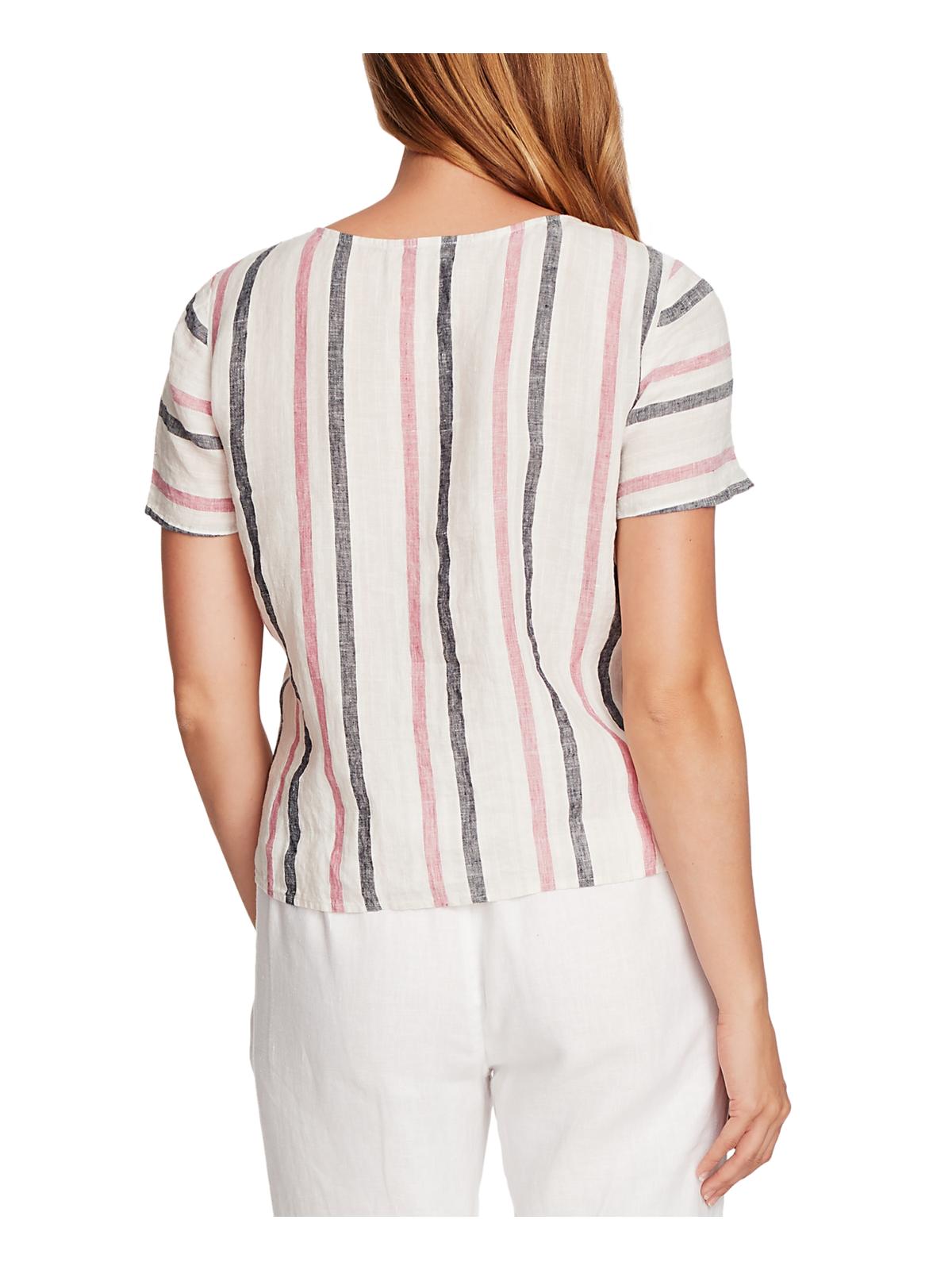 Blusa feminina listrada de linho Vince Camuto rosa tamanho pequeno
