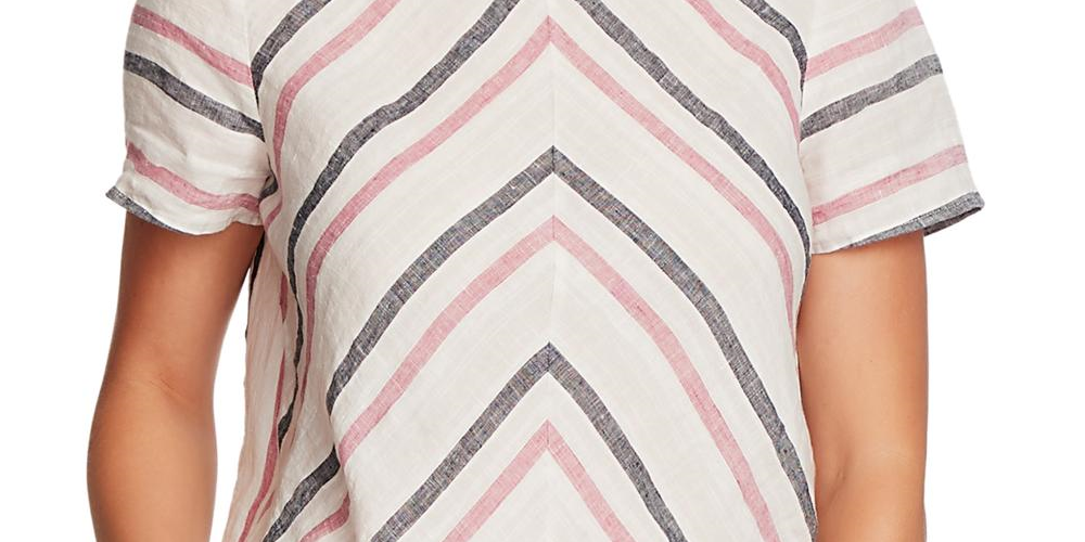 Blusa feminina listrada de linho Vince Camuto rosa tamanho pequeno