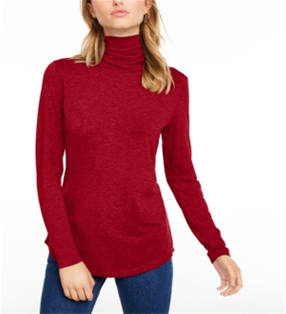 Blusa feminina de gola alta Maison Jules, vermelha, tamanho XS