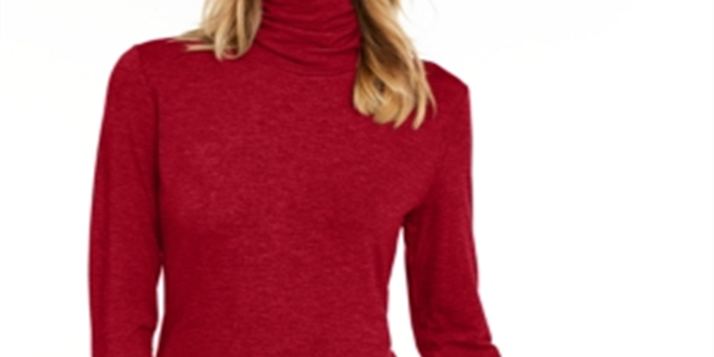 Blusa feminina de gola alta Maison Jules, vermelha, tamanho XS