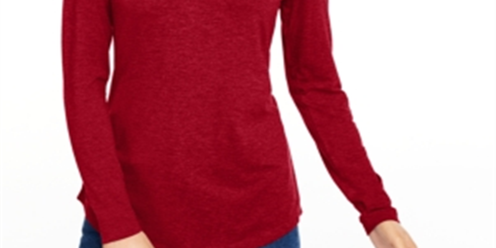 Blusa feminina de gola alta Maison Jules, vermelha, tamanho XS
