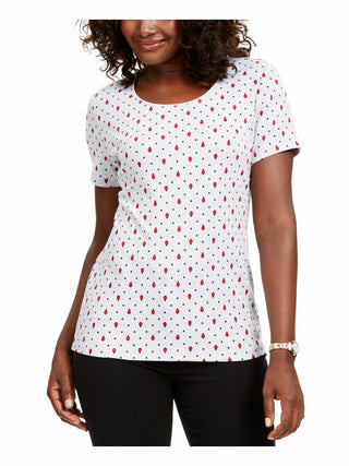 Camiseta feminina Karen Scott com estampa de gola redonda, cinza, tamanho M