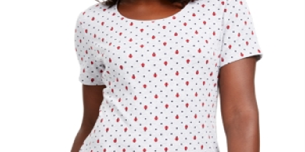 Camiseta feminina Karen Scott com estampa de gola redonda, cinza, tamanho M