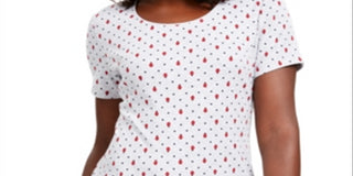 Camiseta feminina Karen Scott com estampa de gola redonda, cinza, tamanho M
