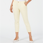 Calça feminina Maison Jules com bolso e zíper, perna reta, amarela, tamanho 0