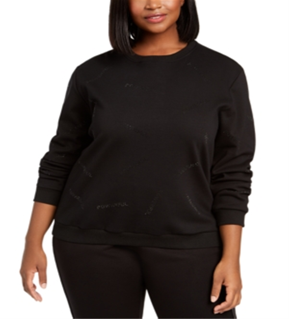 Moletom feminino Lala Anthony Trendy Plus com detalhes, preto, tamanho 1X