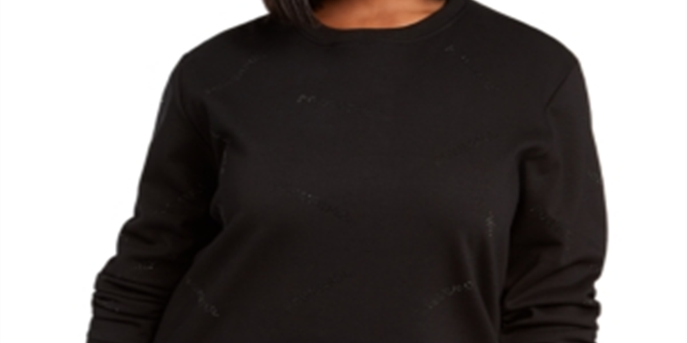 Moletom feminino Lala Anthony Trendy Plus com detalhes, preto, tamanho 1X