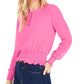 Blusa feminina Bar III Vivid Smock Trim manga comprida rosa tamanho XX-G