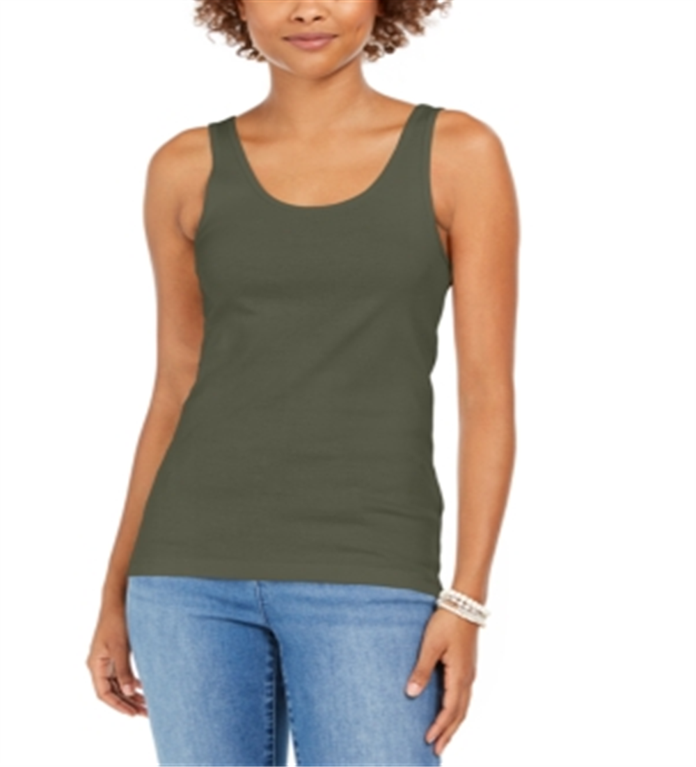Regata feminina de algodão estilo &amp; co, verde, tamanho P