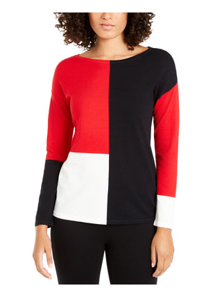 Blusa Alfani Feminina Ombro Caído Colorblock Vermelha Tamanho Pequeno G