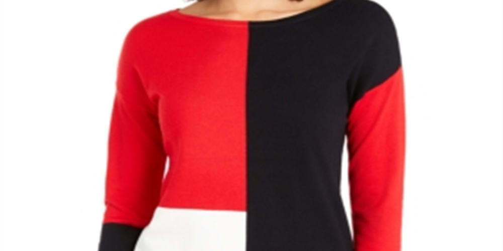 Blusa Alfani Feminina Ombro Caído Colorblock Vermelha Tamanho Pequeno G