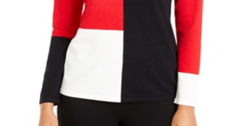 Blusa Alfani Feminina Ombro Caído Colorblock Vermelha Tamanho Pequeno G
