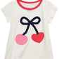 Camiseta infantil First Impressions Baby Girl Algodão Cereja Branca Tamanho -3-6 M