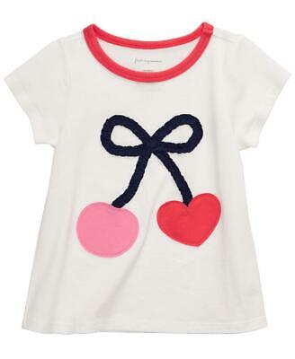 Camiseta infantil First Impressions Baby Girl Algodão Cereja Branca Tamanho -3-6 M
